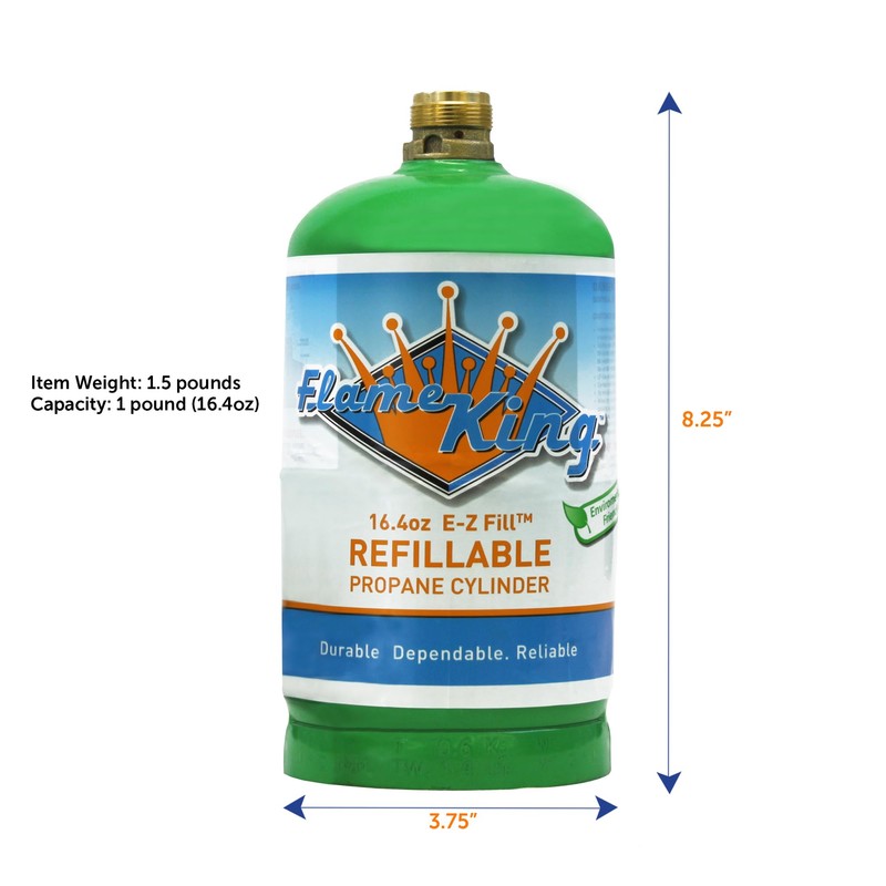 Flame King 1LB EMPTY Propane Cylinder Tank – Refillable –