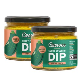 Growee Dairy-Free Vegan Chip Dip & Spread – Queso & Salad Dressing Substitute – Gluten-Free, Nut-Free, No Soy – Curry Zucchini (2 Pack)
