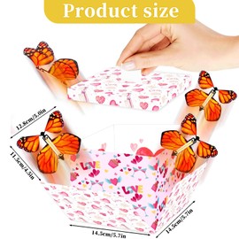 enxingo Butterfly Explosion Gift Box 15 x 14.8 x 12.5 cm, Flying Butterflies with Box, Surprise Money Gift Packaging for Valentine's Day, Christmas, Mother's Day, Birthday (Black)