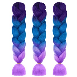 AUYAO Ponytail Extension Gradient 3 Pieces Braids Extensions Multicoloured Straight Hair Colourful Hair Strands for Women Children Girls Hair Strands for Braiding Hair Braiding Hair for Party Festival