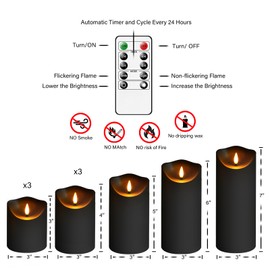 Eebuss Flameless Candles, LED Candles,Plastics Realistic Candle，flameless Candles with Remote，Suitable for Home Decoration，Adding Warmth to The Atmosphere，9pcs（Black）