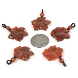 Red Agate Hand Carved Healing Crystals Gemstone Hawaii Flower Pendant Hand Weaving Wax Rope Necklace 22 inch