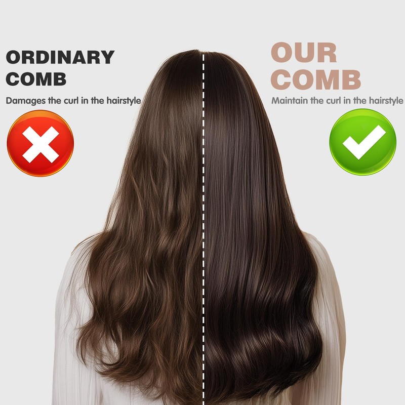 Wide Tooth Comb for Curly, Detangling Plastic Double-layer Comb for