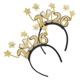 BESPORTBLE 2pcs Year Hair Hoops Glitter Sequin Headbands Festive Party Accessories for Eve Celebrations Photo Props Portable Stylish Holiday Decoration