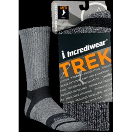 Incrediwear Inc Trek Socks (Crew Height, Grey, Med) - 1 Pair