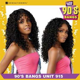 Sensationnel Butta Lace 90Sbangs Wigs - Unit 915 Glueless Wide Deep Part Synthetic Preplucked Hairline (BALAYAGEGOLD)