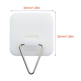 Guifeng 30PCS Square White Plastic Plate Hooks 1.26 inch Adhesive Backed Stickers Non Tracking Sticky Hooks for Art Picture Frame