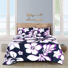 VISI-ONE Extremely Stoked Queen Floral Sheet Set, 100% Cotton Bedsheets, with 15" Deep Pocket, Fade - Stain Resistant - Wrinkle Free Sheet (Purple Sun)