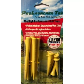 Pro Launcher Tee Launcher Golf Tees - Yellow -  (10 Pack) - Virtually Indestructible Golf Tees