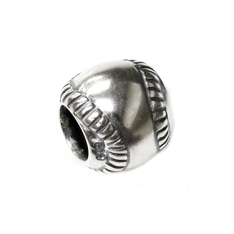 Queenberry Sterling Silver Baseball European Style Bead Charm