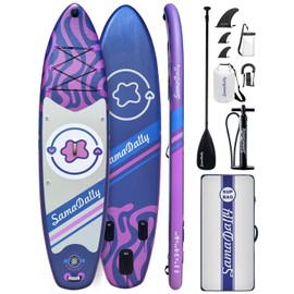 11' Stand Up Paddle Boards Surf Control with Premium SUP Board Accessories Backpack & Removable Fins, 34" Wide Inflatable Paddle Boards of All Skill Levels (Deep Purple)