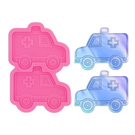 Cute Ambulance Badge Reel Silicone Mold Epoxy Resin Casting Mold for Jewelry and Pendant Making Badge Reel Mold for Doctor Nurse Office School Teacher Student Phone Grip and Keychain Resin Mold