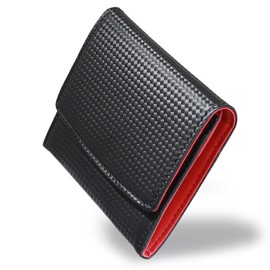 Neu Intelesse 3257 Smart Honeysell Mini Wallet, Men's Cowhide Leather, Exclusive Custom Model, 04: Black x Red