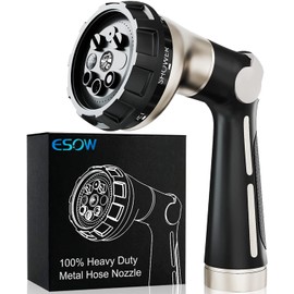 ESOW Garden Hose Nozzle Sprayer, 100% Heavy Duty Metal Water Hose Nozzle with 8 Different Spray Patterns, High Pressure Hand Sprayer for Watering Plant & Lawn, Washing Car & Pet