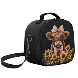 POLERO Highland Cow Lunch Bag for Girls Cute Insulated Lunchbox Kids Back to School Picnic Snack Bags