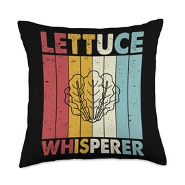 Retro Lettuce Gift for Men & Women Crops Whisperer-Farming Farmer Vintage Lettuce Throw Pillow, 18x18, Multicolor