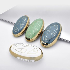 MEDZUK 4 Colours Key Case, Compatible with Hyundai Kona SX2 EV 2023-2024 2025 Car Key Case with Key Fob, 7 Buttons Key Case Accessories Protective Cover, grey-blue