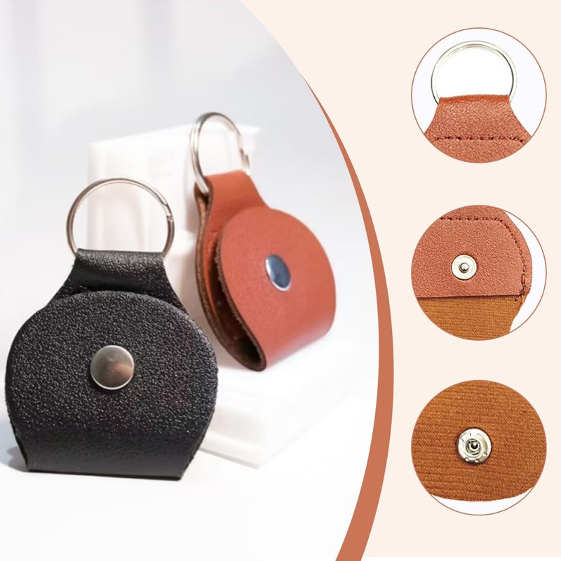 DLPRK 3 Pieces Leather Plectrum Holder Key Fob for Acoustic