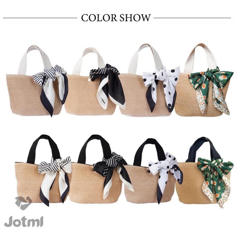 Jotml Women's Basket Bag, Elegant, With Scarf, Lightweight, Mini Tote,