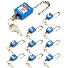 QWORK Lockout Tagout Locks, Safety Padlock, 10 Green Padlocks with 20 Keys, Keyed Different, for Lock Out Tag Out Stations and Devices