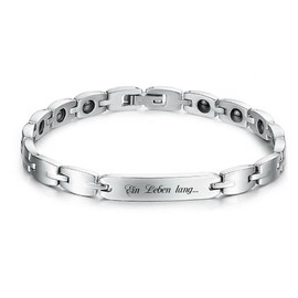 aplusashop ID Stainless Steel Magnetic Bracelet + Engraving as Desired as Partner Bracelets with Box, Polished 316L stainless steel