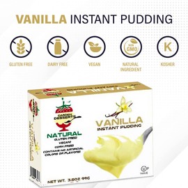 Instant Vanilla Pudding Mix - All Natural Vanilla Pudding Mix by Garden Desserts | Quick Vegan Dessert, Gluten Free, Kosher 4 Oz (3 Pack, Vanilla)