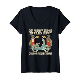 Womens Moped driver, moped scooter, moped, 2-stroke moped V-Neck T-Shirt
