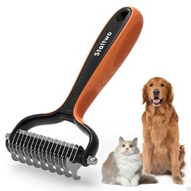 STALTWO - cepillo para polvo para perro Deshedding para derramar, rastrillo profesional 2 en 1 para perros | Control de desprendimiento para perros y gatos de pelo largo, herramienta de deshedding