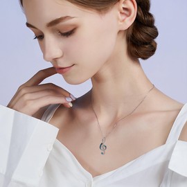 HUKKUN Music Note Necklace Sterling Silver Flute Necklace Treble Clef Music Note Jewellery Gifts for Women Girls