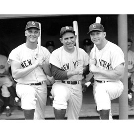 Baseball Hall Of Famers Roger Maris, Yogi Berra, and Mickey Mantle, Classic Black and White 11x14 Photo Picture Poster - Valentines Day Birthday Fathers Day Or Christmas Gifts For Men Dad And Husband