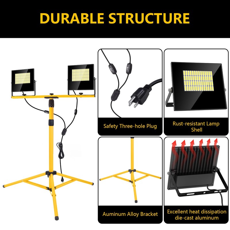 24000 Lumen Work Lights with Stand, 2 Adjustable Head LED