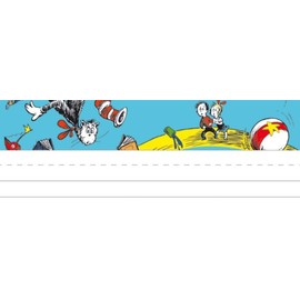 Eureka Dr. Seuss Cat In The Hat Name Plates, includes 36 self-adhesive name plates, measuring 9.5" x 3.25"