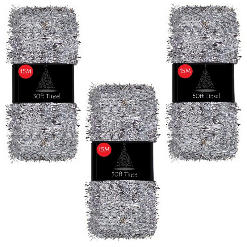 50ft Tinsel Garland For Christmas Tree Decorations Xmas Thick Metallic
