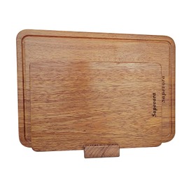 Sapevora Solid Teak Wood Cutting Board Set One Piece Non Glued Large Thick Crack Resistant Wooden Chopping Board with DeepJuice Grooves Built in Handles for Kitchen Meat Vegetable 15.7x11.2&11.8X7.9IN