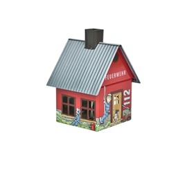 Crottendorfer - Metal Incense House with Incense Holder - For Incense Cones Size M - Dimensions: 7.2 x 7.8 x 9.8 cm - Motif: Fire Brigade - Made in Germany