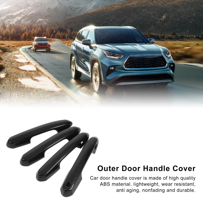4pcs Gloss Black Carbon Fiber Style Exterior Door Handle Cover
