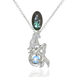 MYANAIL Mermaid Luminous Pendant Necklace for Women Jewelry (Green)