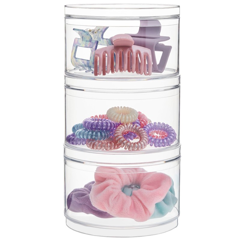 STORi Bella Stackable Clear Plastic Container (Set of 3) Round