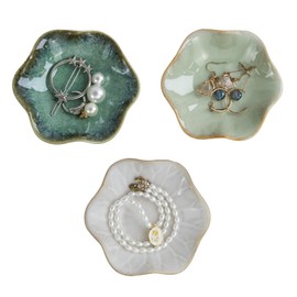 DSIOHFEI 3pcs Jewelry Dish, Ceramic Ring Dish Tray for Women, Small Trinket Tray Key Bowl, Decorative Plate for Earrings Rings Necklaces Keys, Ring Holder for Women Friends Sisters Mother