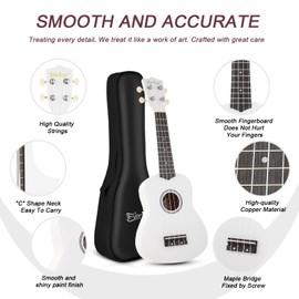 Soprano Ukulele Beginner Kit for Kids Adult Student w/Free Online Lesson 21 Inch Ukelele Gig Bag Strap String Tuner Songbook Pick Polishing Cloth, Rainbow Series Ukalalee