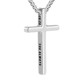 ZAULER Cross Necklace for Men Stainless Steel Inspirational Bible Verse Pendant Cross Chain
