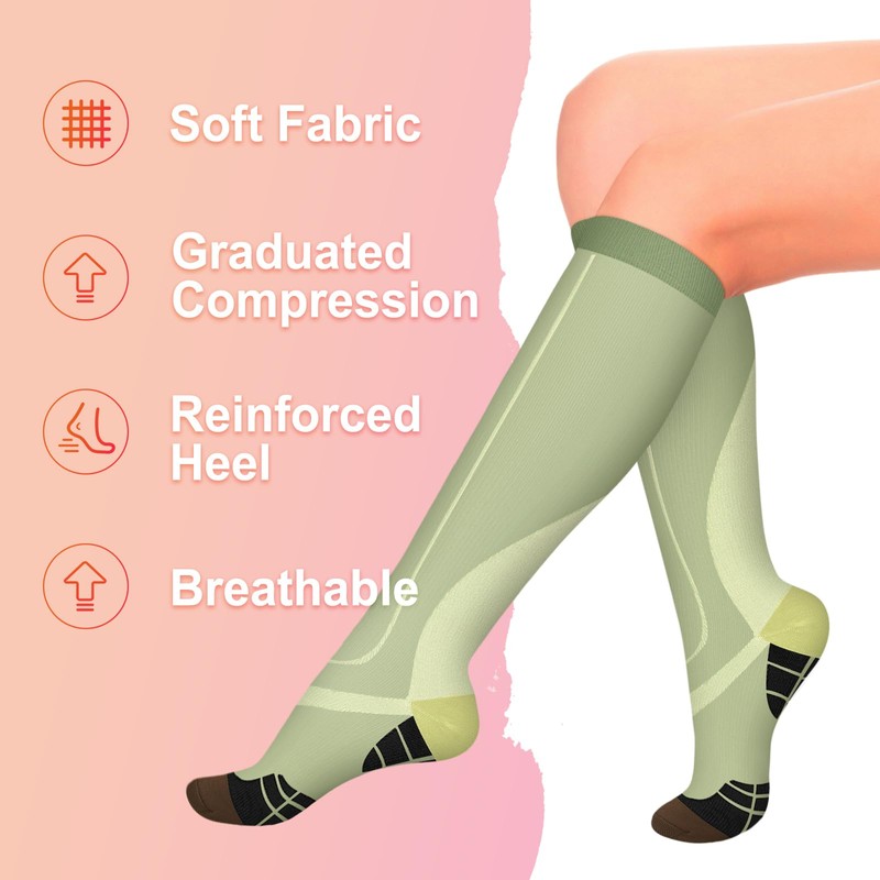 4 Pairs Compression Socks for Women Circulation-Best Support for Nurses,Running,Athletic,Travel