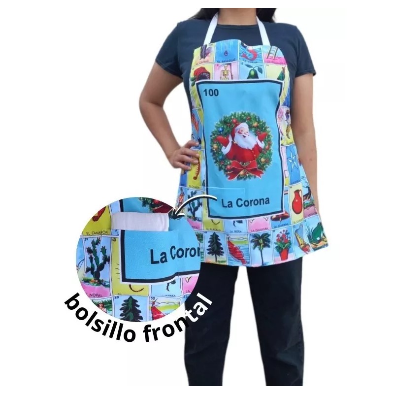 Texben 10 Mandiles Lotería Navideña Para Cocina Sublimados