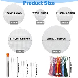 Allazone Pack of 58 Mesh Canvas Sheets Plastic Canvas Round Cross Stitch Fabric Plastic Cross Stitch Plastic Cotton Fabric for Embroidery, Knitting and Crochet Projects