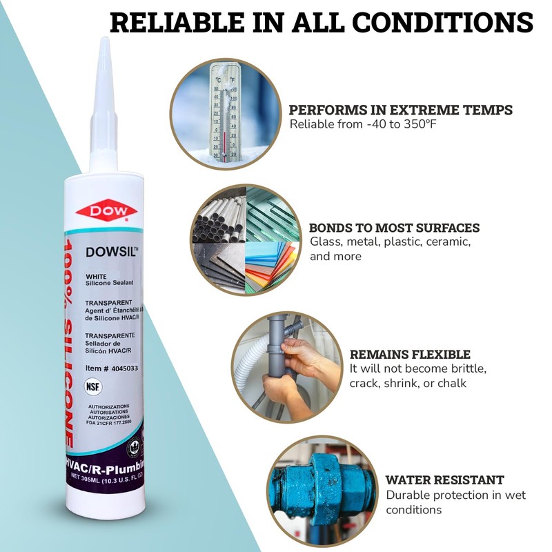 DOWSIL™ White HVAC/R Silicone Sealant – High Temperature, Heat Resistant,
