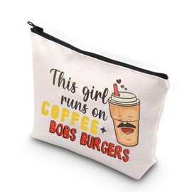 WCGXKO B Burgers Inspired Gift Burger Cartoon Lover Merchandise Bob Cartoon Fans Zipper Pouch Makeup Bag (on Coffee CA)