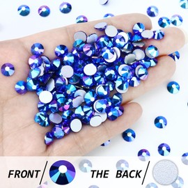 Briskbloom 1440PCS SS16 Crystal Glass Flatback Rhinestones, Round Flat Back Crystal Gems for Nail Art and Craft Clothes, Glue Fix Diamond Stones Sapphire/Royal Blue AB (3.8-4.0mm)