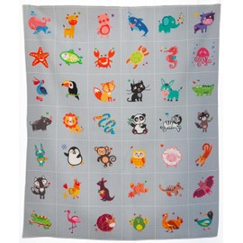 Lalikul Fabrics Animals. Cotton Charm Packs, Fat Quarters Bundles, 42 Different Motifs. Ideal for Quilts, Sewing, Blankets, I Spy Games for Kids, 36" x 31" Continuous Panel