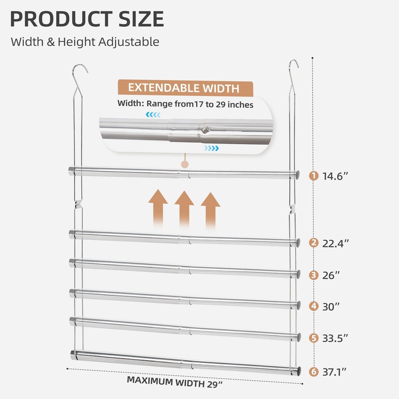 STORAGE MANIAC Hanging Closet Rod, Adjustable Width and Height Closet