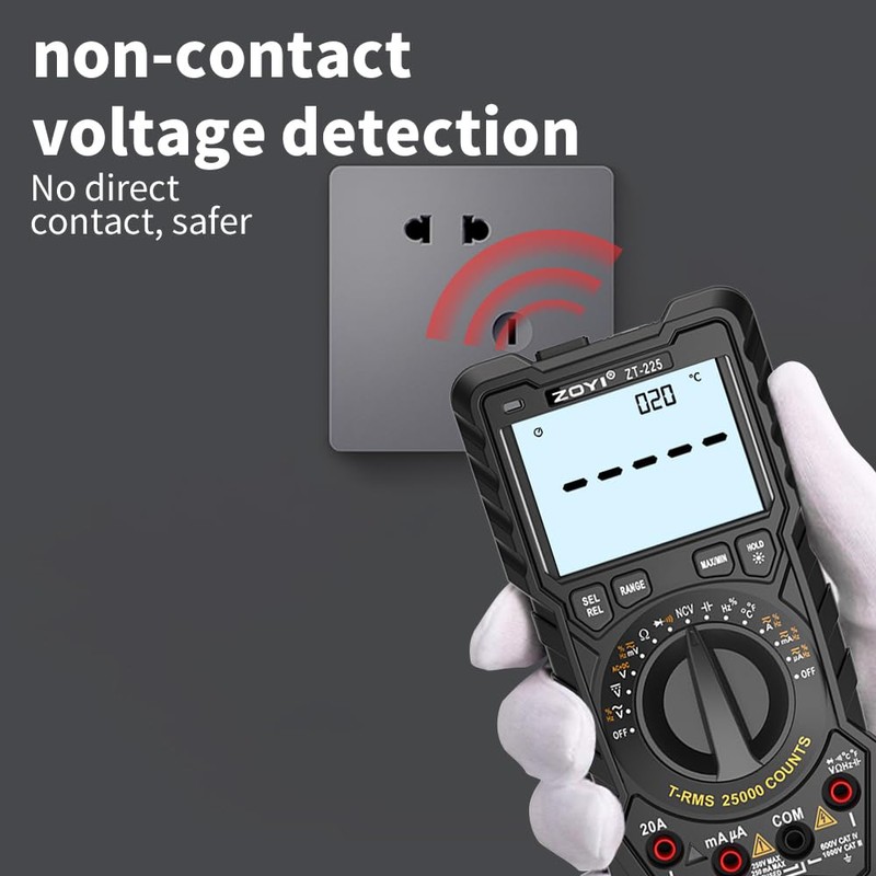 ZOYI ZT-225 Digital Multimeter, 25000 Counts, True RMS, Auto Range,